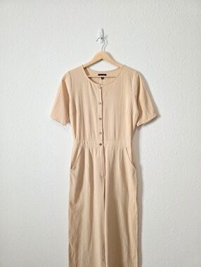 Roolee Neutral Straight Leg Cotton Jumpsuit S
